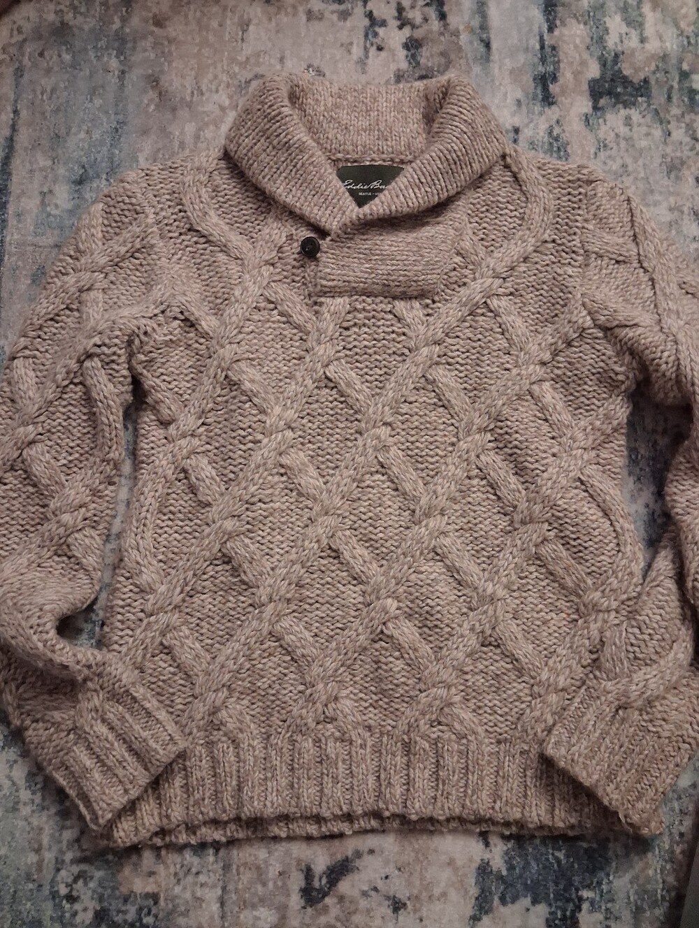 90s Vintage Eddie Bauer, Chunky Wool Blend Cable Knit Heavy Fisherman's Sweater